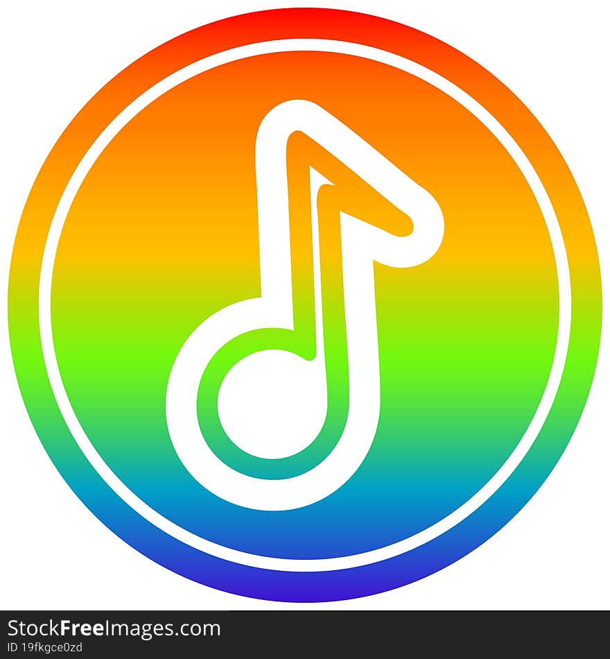 Musical Note Circular In Rainbow Spectrum