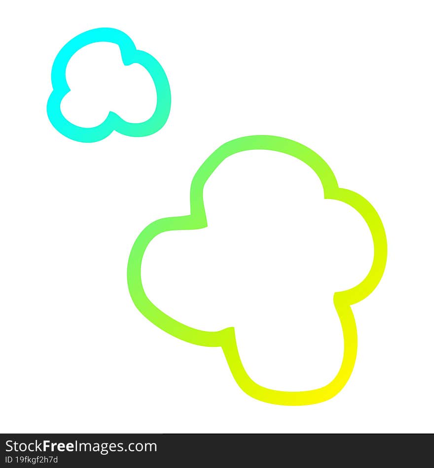 cold gradient line drawing of a cartoon poof of smoke