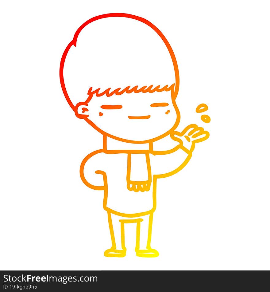 warm gradient line drawing cartoon smug boy