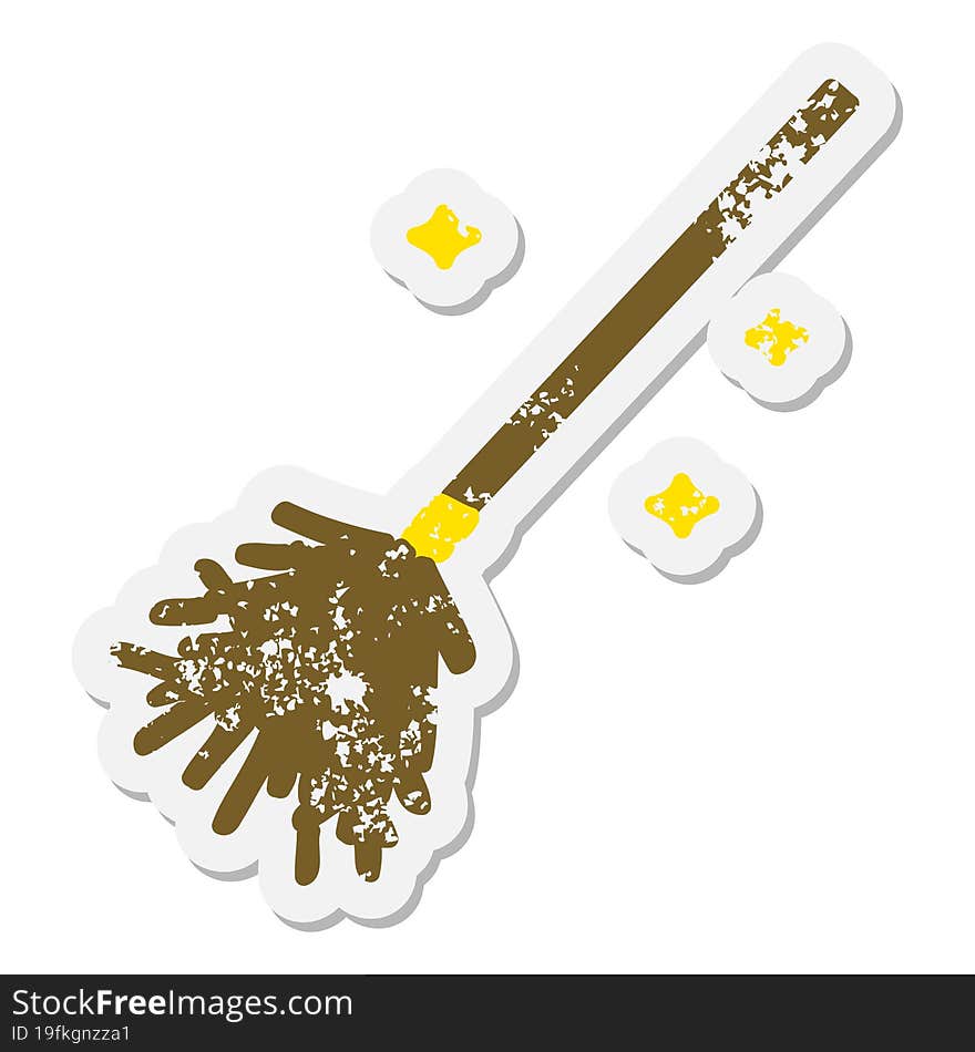 magic broomstick sweeping grunge sticker