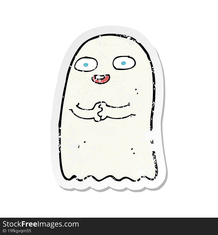 retro distressed sticker of a funny cartoon ghost