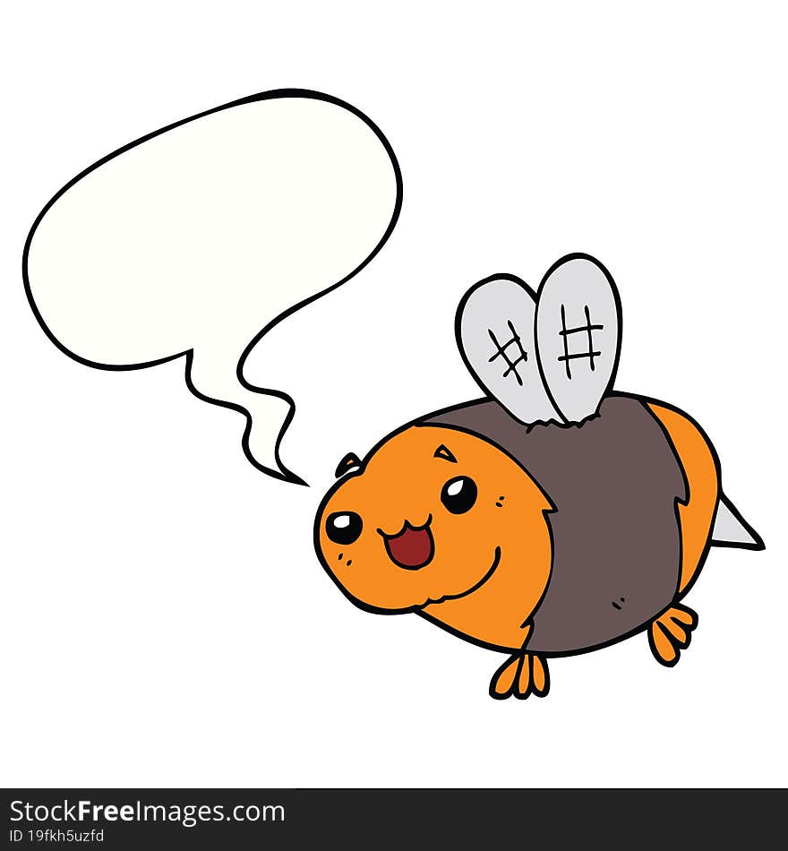 funny cartoon bee with speech bubble. funny cartoon bee with speech bubble