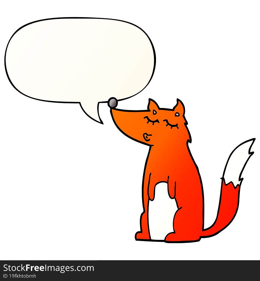 cartoon wolf and speech bubble in smooth gradient style