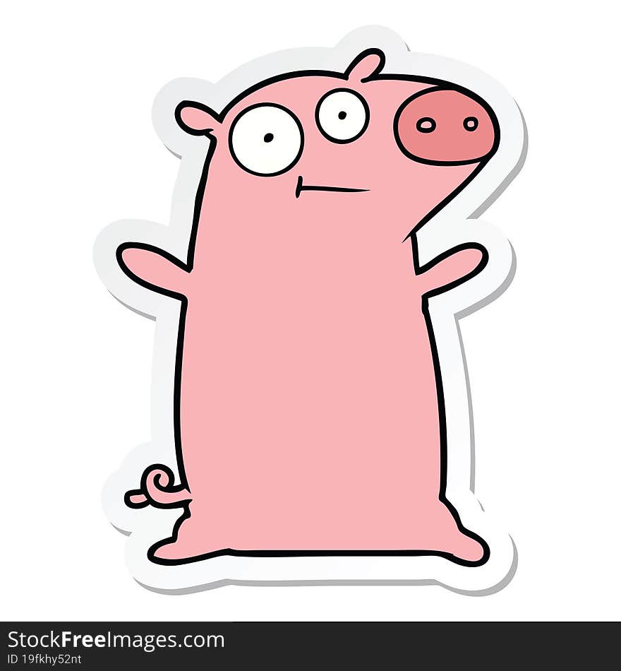 sticker of a happy cartoon pig