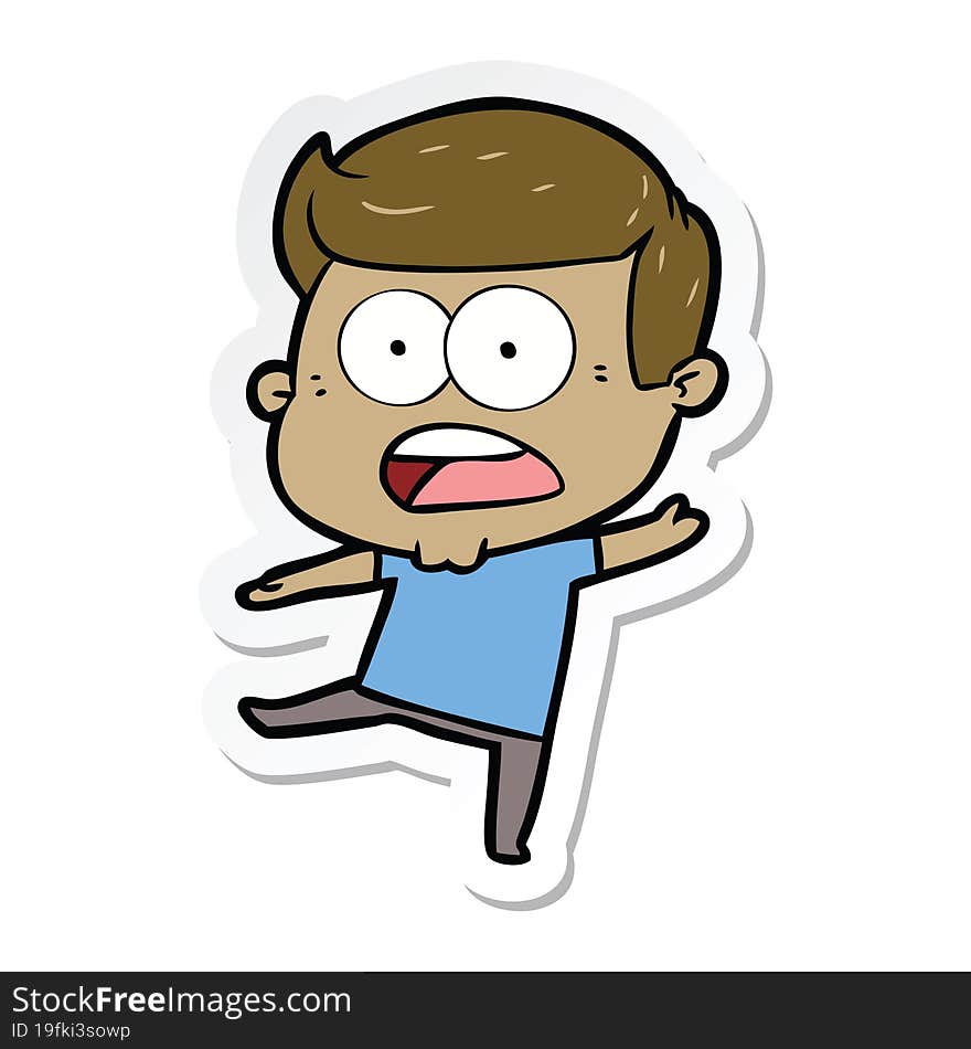 sticker of a cartoon shocked man