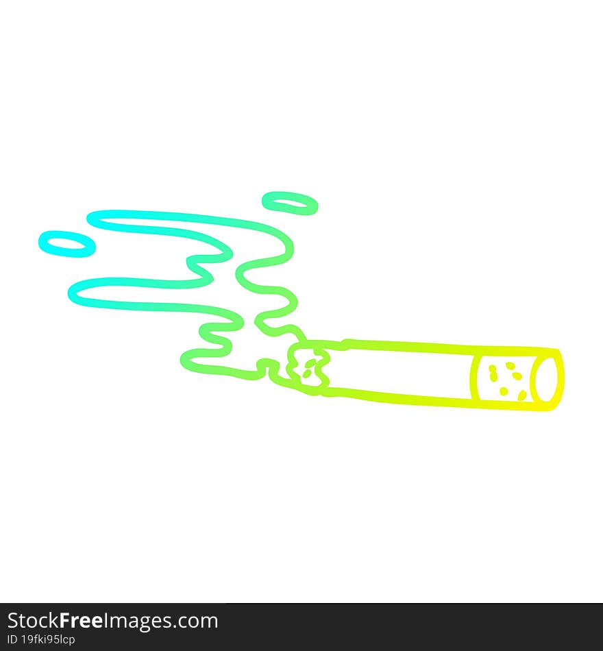 cold gradient line drawing cartoon cigarette