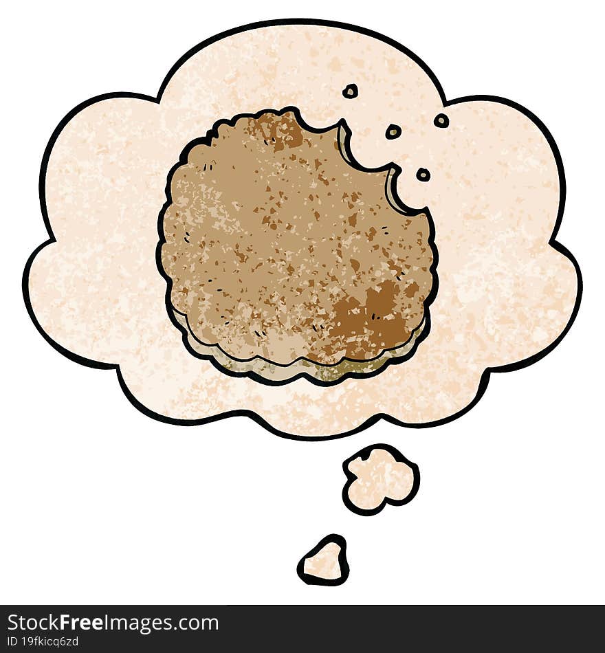 cartoon biscuit and thought bubble in grunge texture pattern style