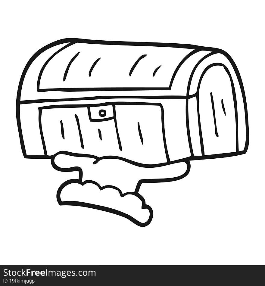 black and white cartoon treasure chest