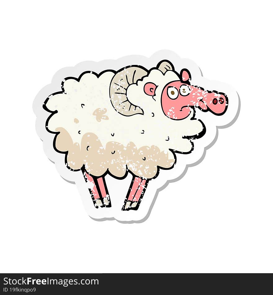 retro distressed sticker of a cartoon dirty sheep