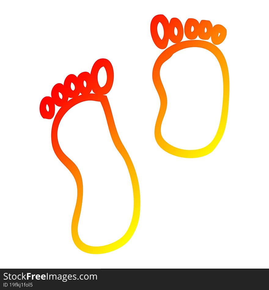 Warm Gradient Line Drawing Cartoon Foot Prints