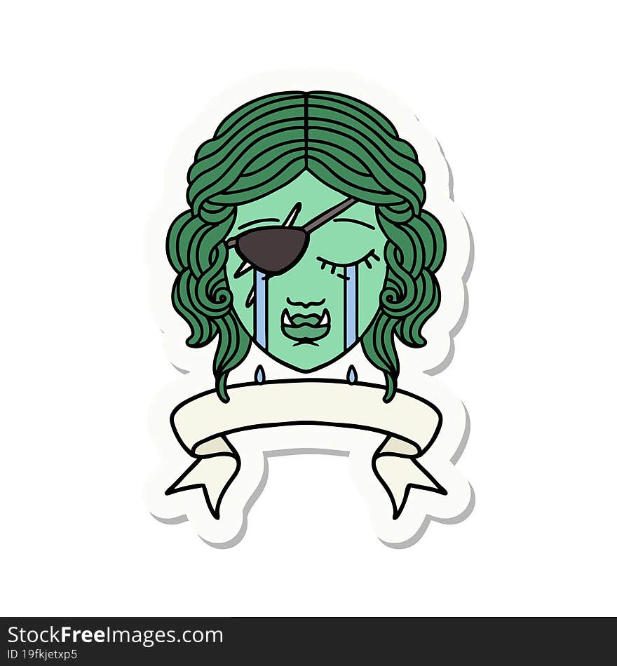 crying orc rogue character face sticker