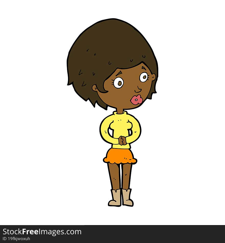 cartoon concerned woman