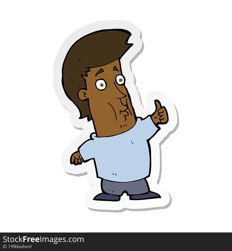 Sticker Of A Cartoon Man Giving Thumbs Up Sign