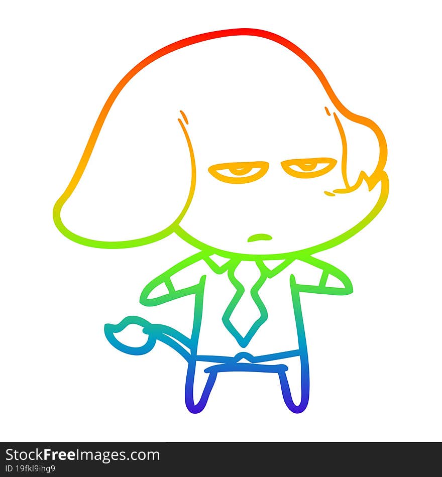 rainbow gradient line drawing annoyed cartoon elephant