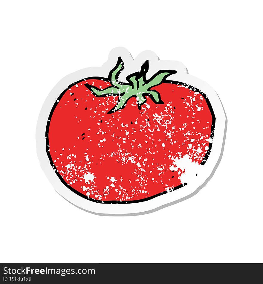 Retro Distressed Sticker Of A Cartoon Tomato