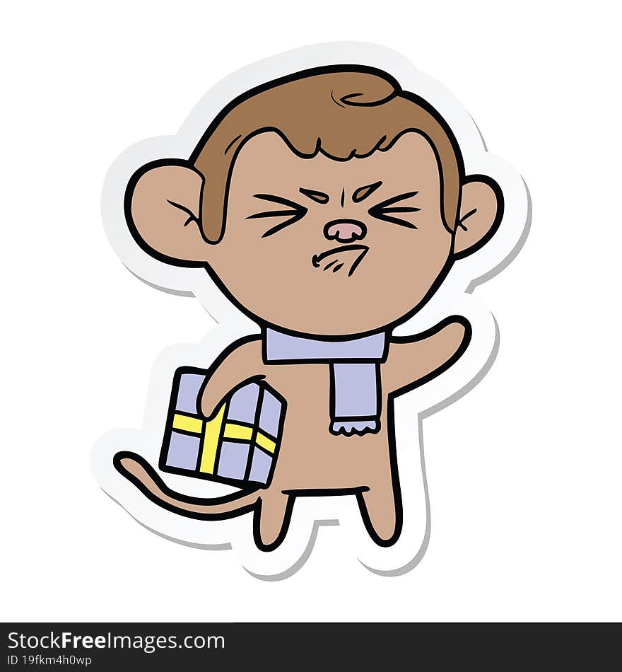 sticker of a cartoon annoyed monkey