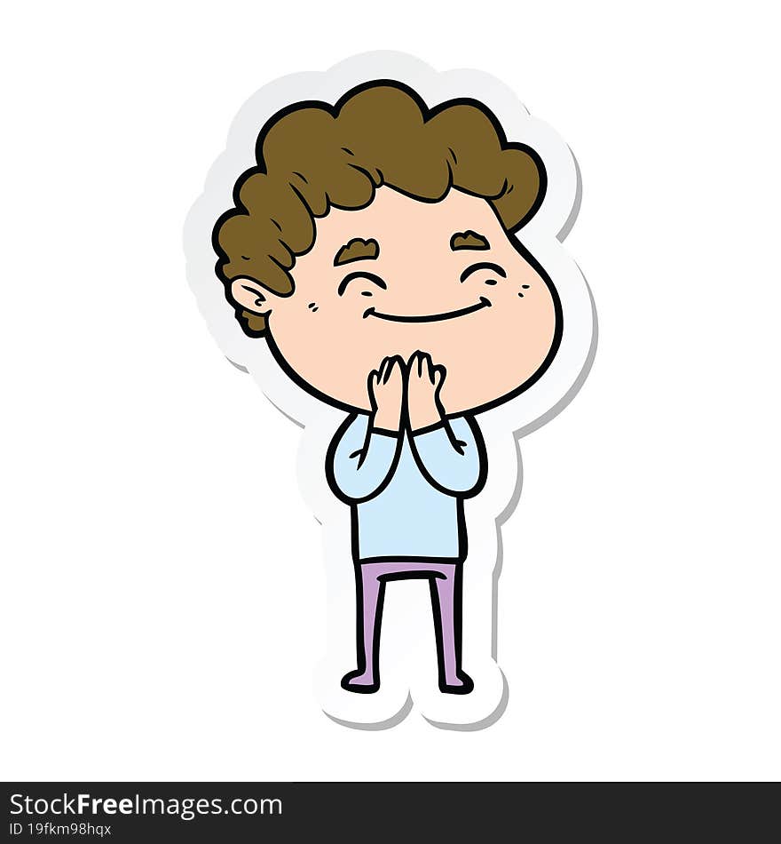 Sticker Of A Cartoon Friendly Man