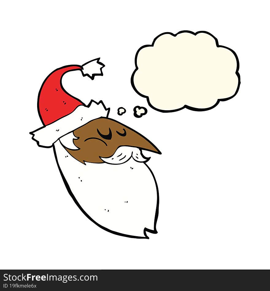 Cartoon Santa Face With Thought Bubble