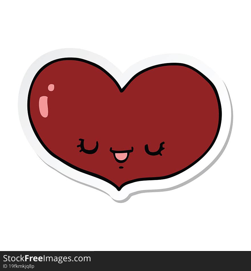 sticker of a cartoon love heart character