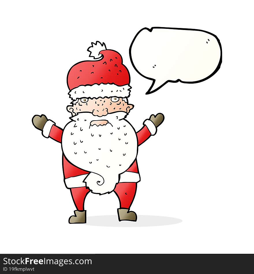 Cartoon Grumpy Santa With Speech Bubble