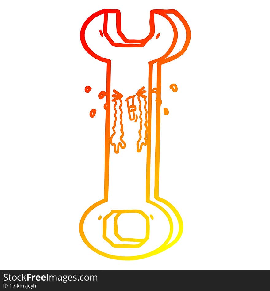 warm gradient line drawing cartoon spanner