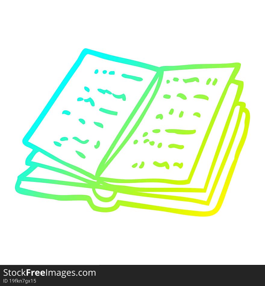 cold gradient line drawing cartoon open book