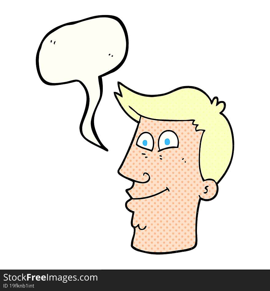 freehand drawn comic book speech bubble cartoon male face