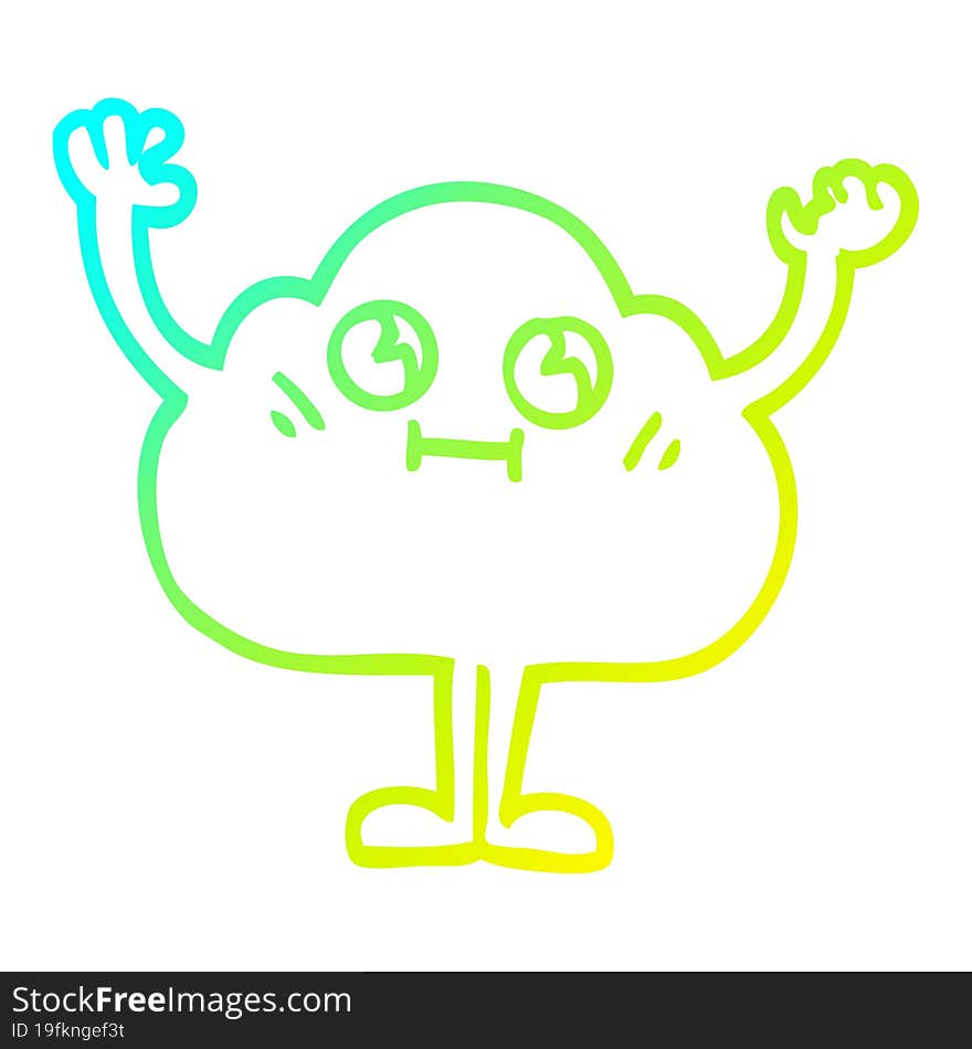 cold gradient line drawing cartoon dark cloud character