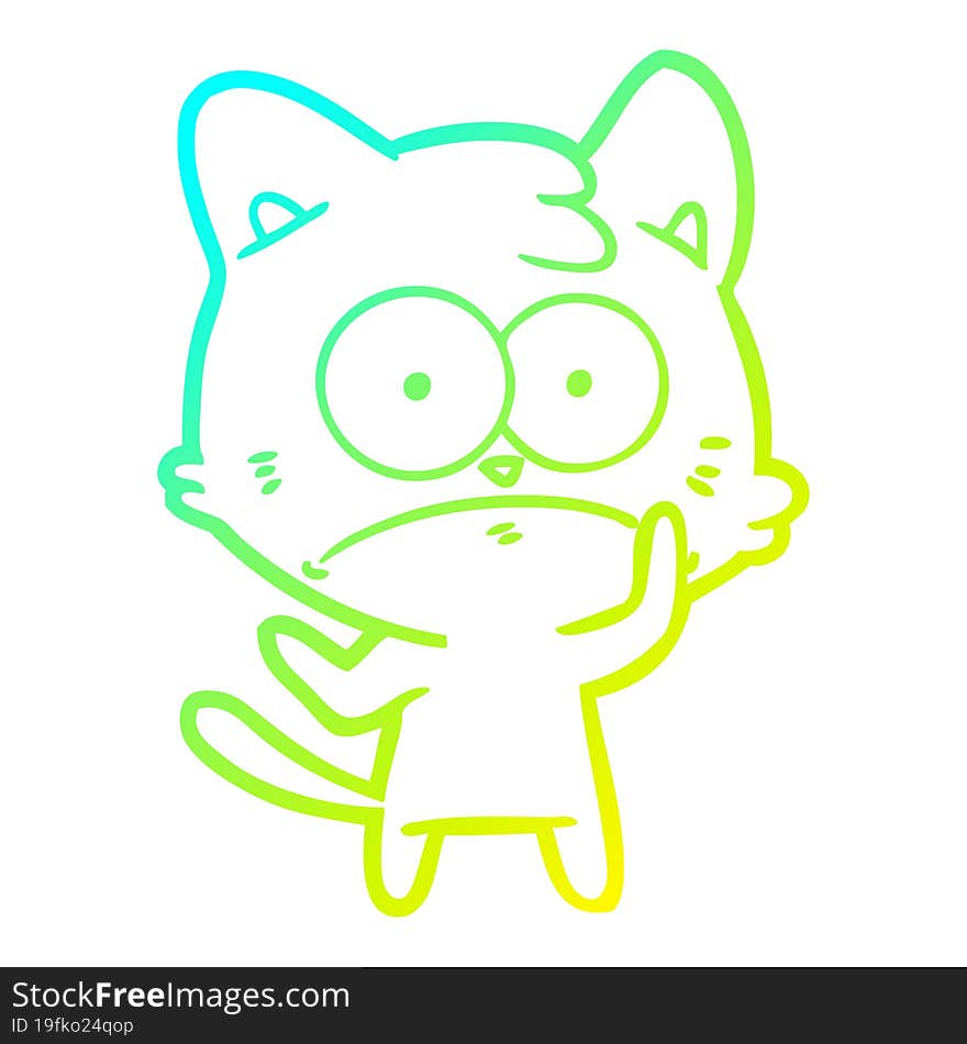 cold gradient line drawing cartoon nervous cat