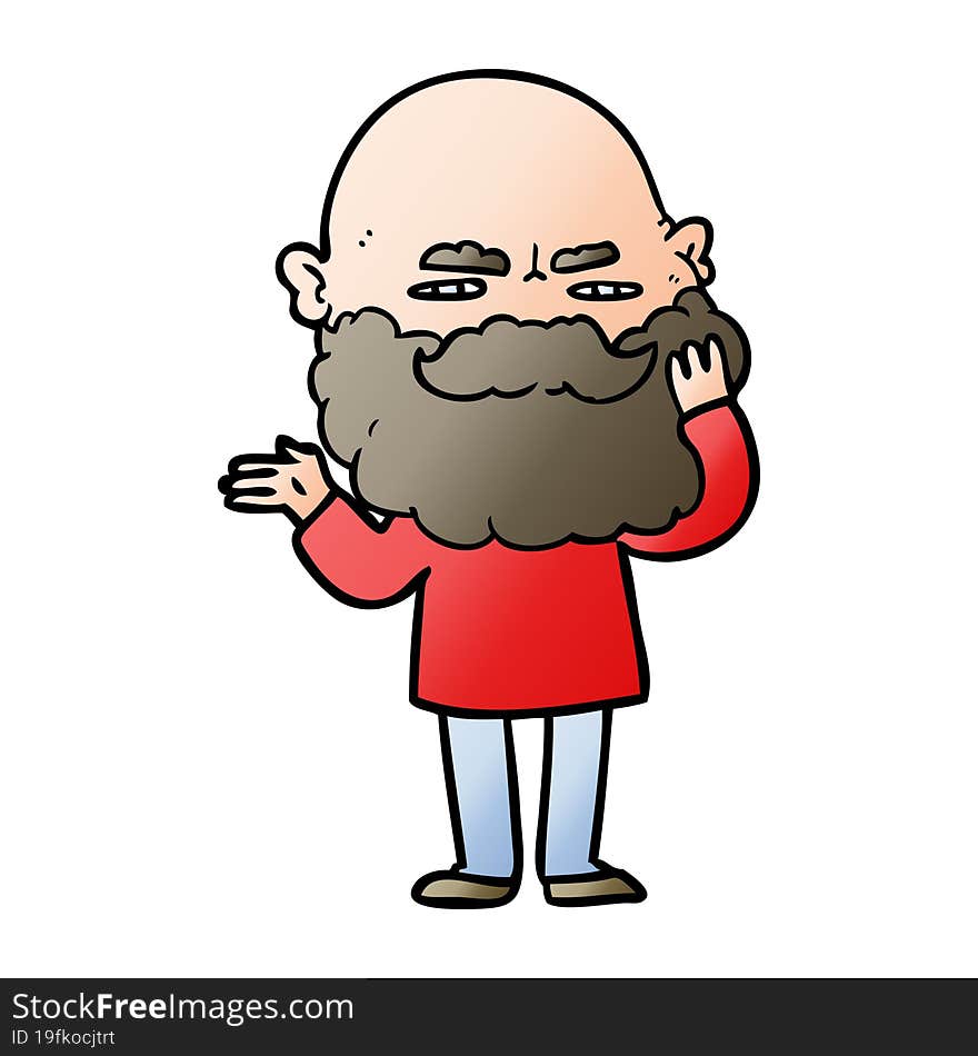 cartoon man with beard frowning. cartoon man with beard frowning