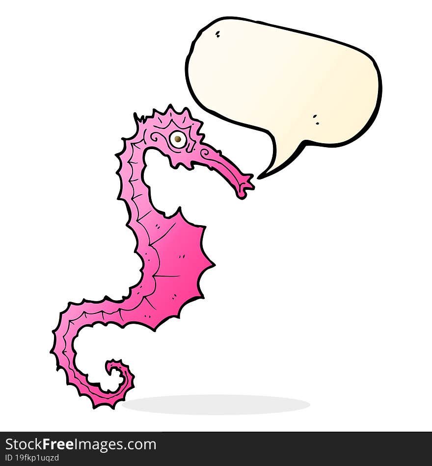 Cartoon Sea Horse With Speech Bubble