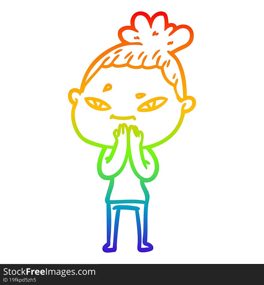 rainbow gradient line drawing of a cartoon woman