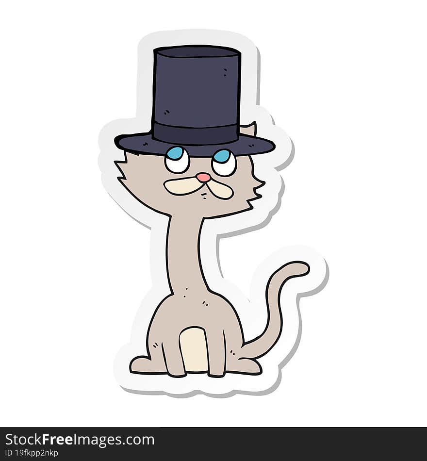 sticker of a cartoon cat in top hat