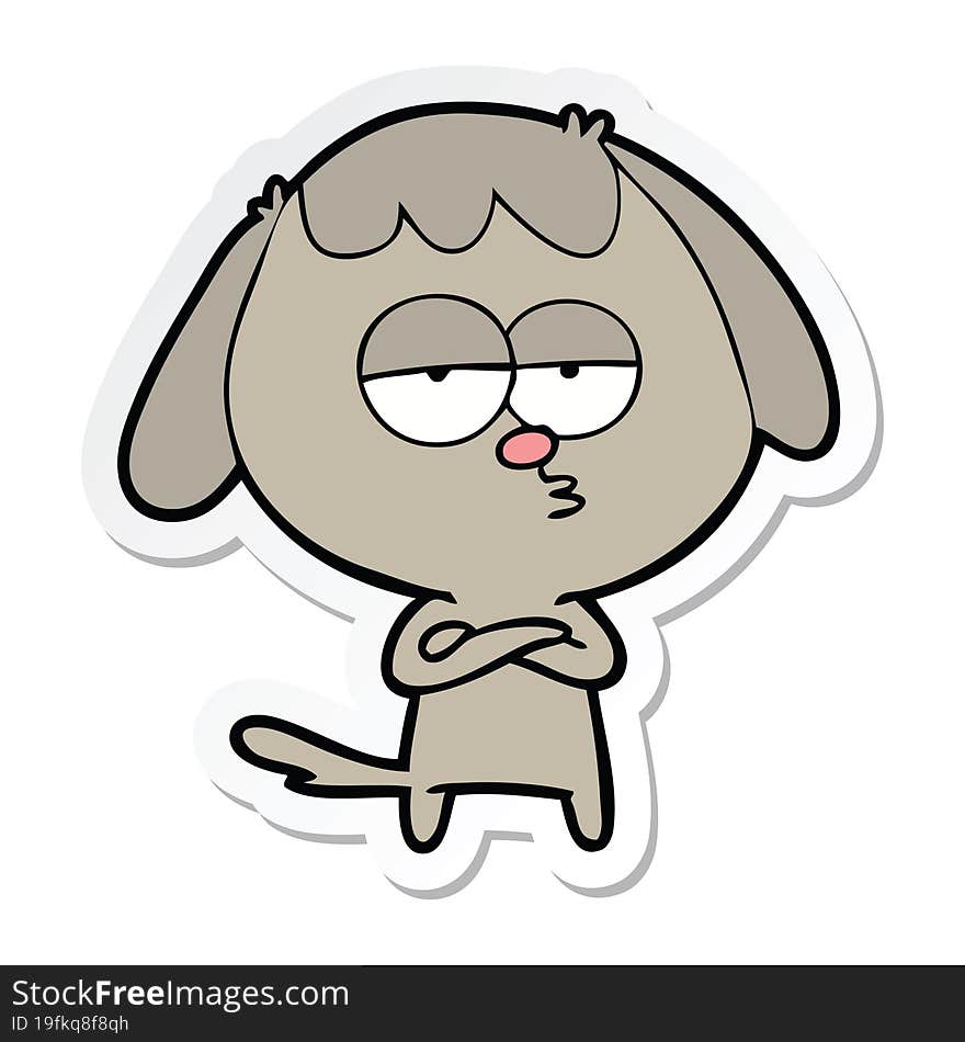 sticker of a cartoon bored dog