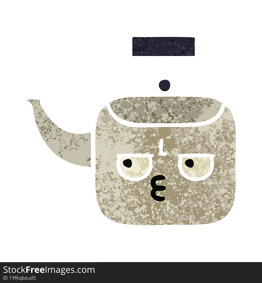 retro illustration style cartoon kettle