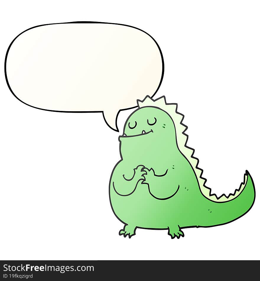 cartoon dinosaur and speech bubble in smooth gradient style