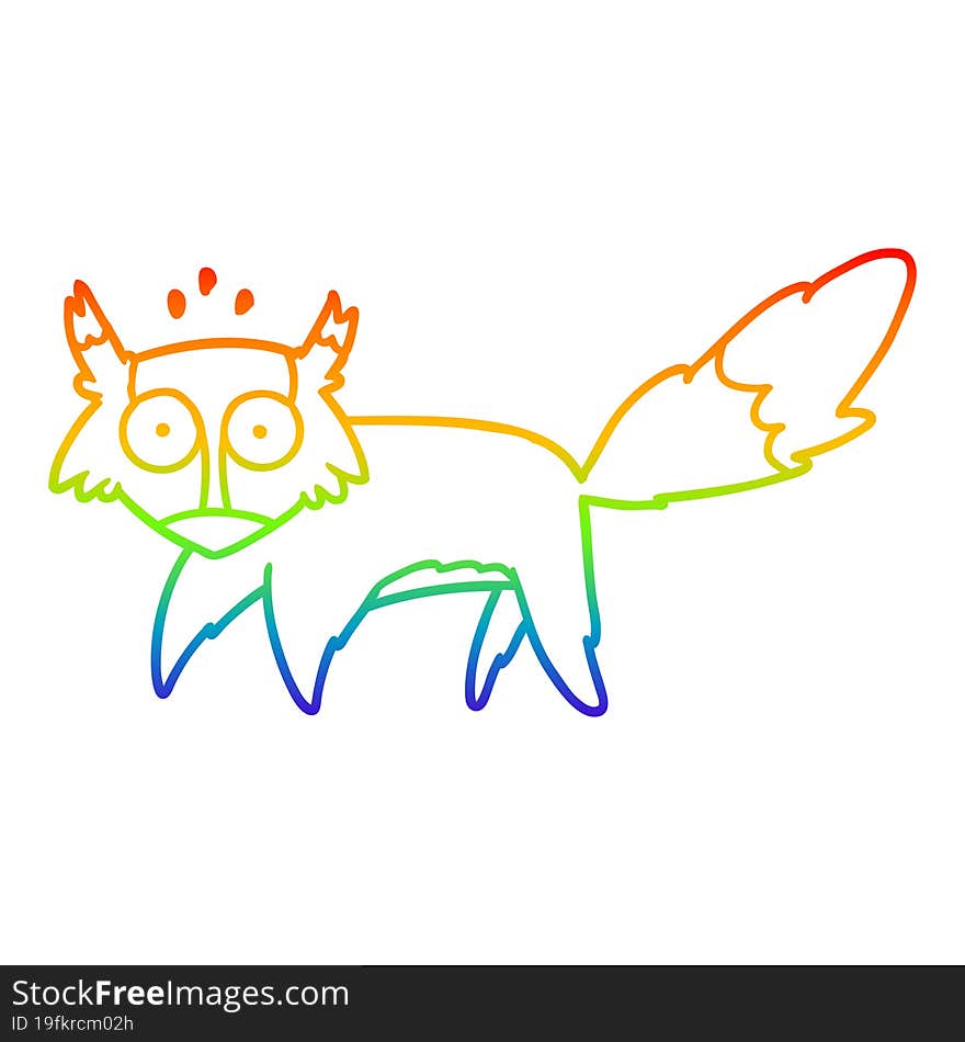 rainbow gradient line drawing cartoon startled fox