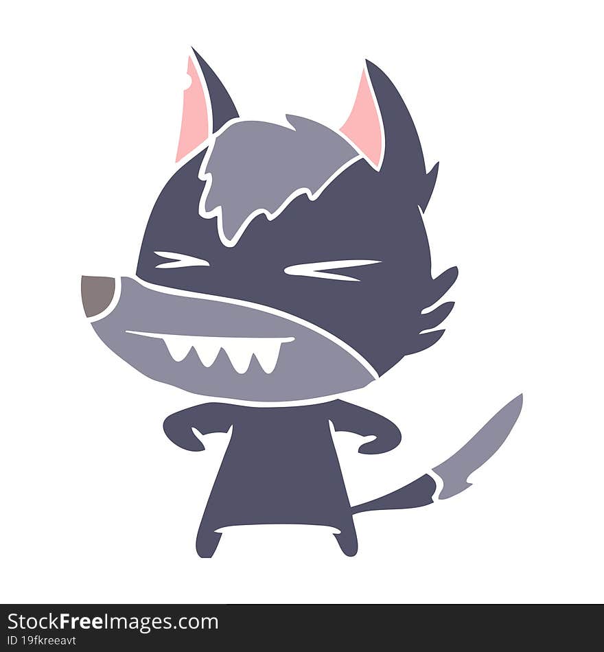 Angry Wolf Flat Color Style Cartoon