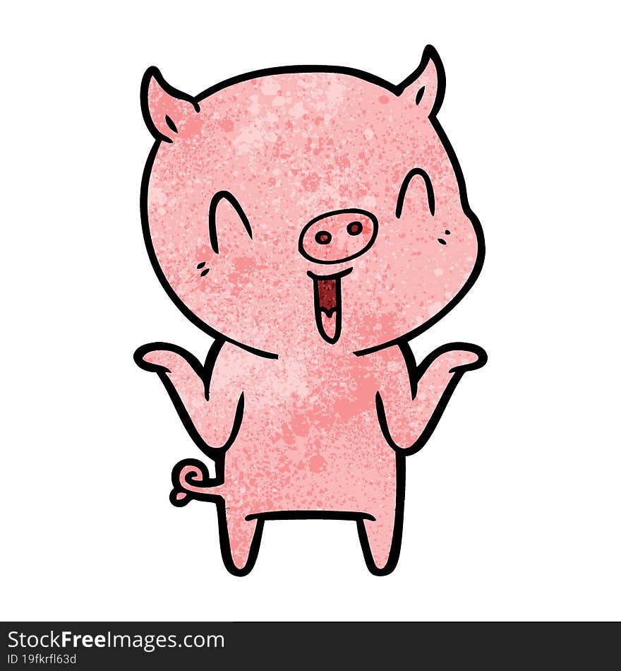 happy cartoon pig. happy cartoon pig