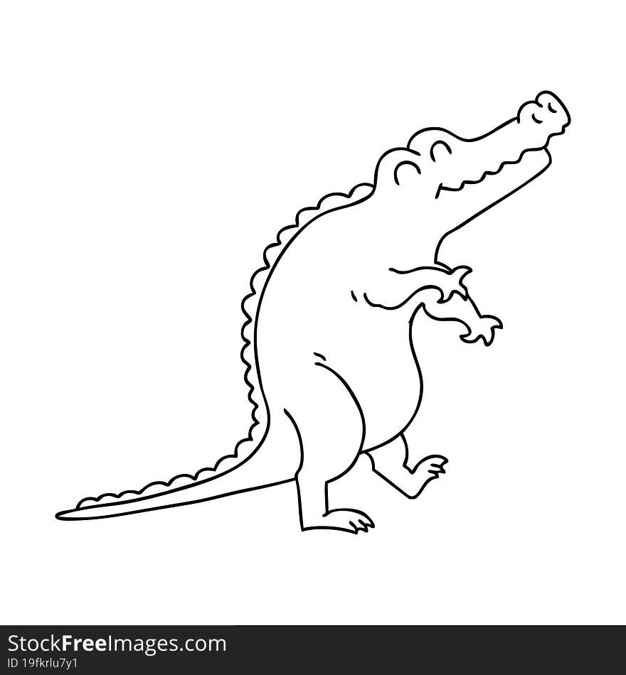 quirky line drawing cartoon crocodile