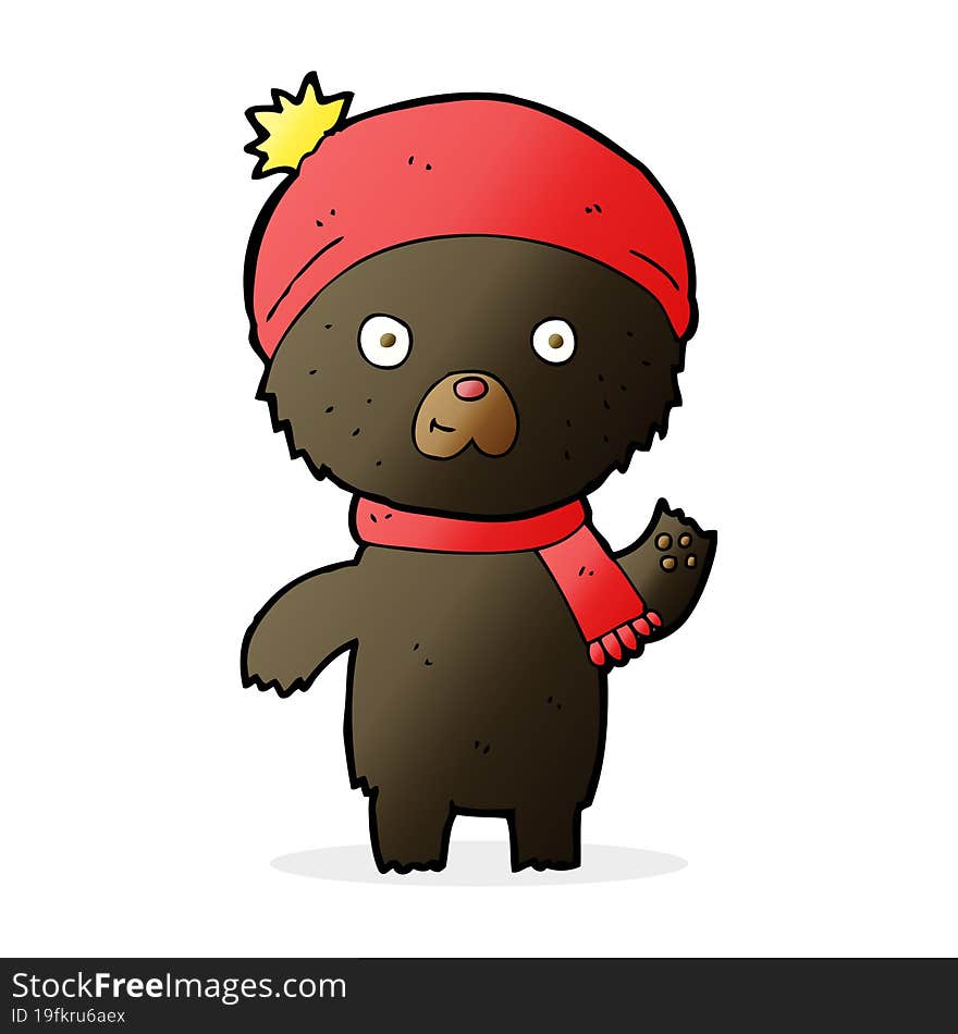 Cartoon Waving Black Bear