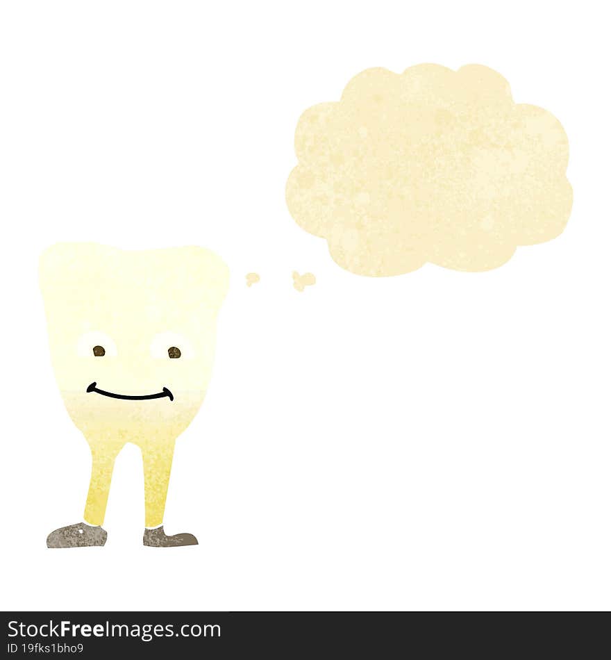 Cartoon Yellowing  Tooth With Thought Bubble