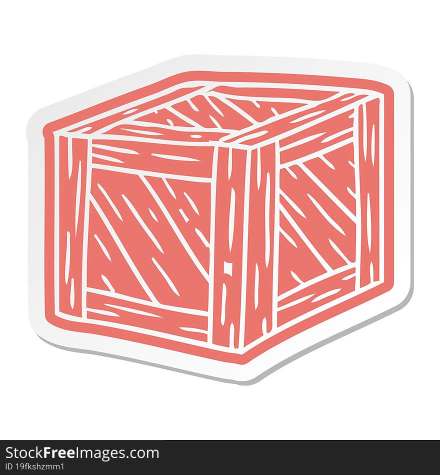 cartoon sticker of a wooden crate