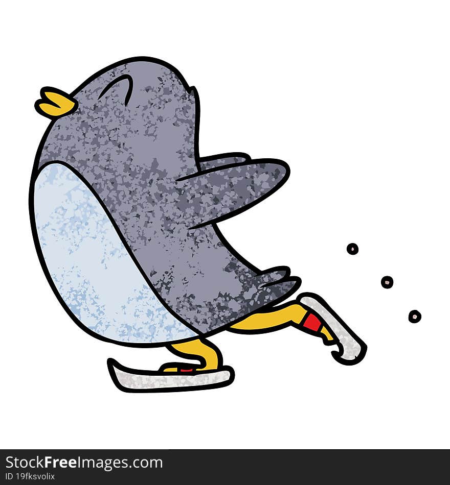 cartoon penguin ice skating. cartoon penguin ice skating