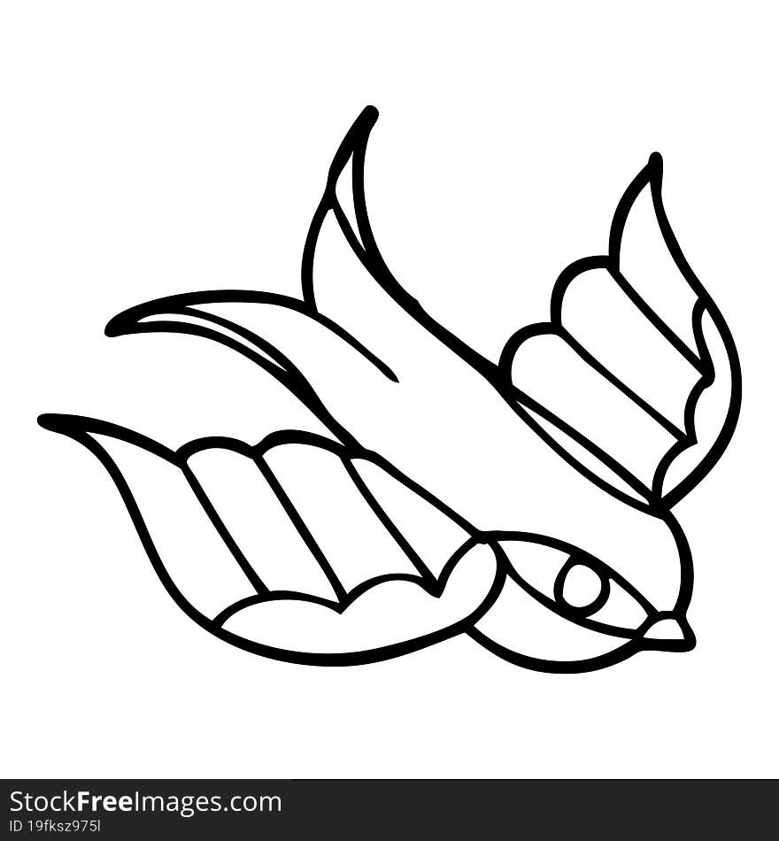 line drawing cartoon swallow tattoo