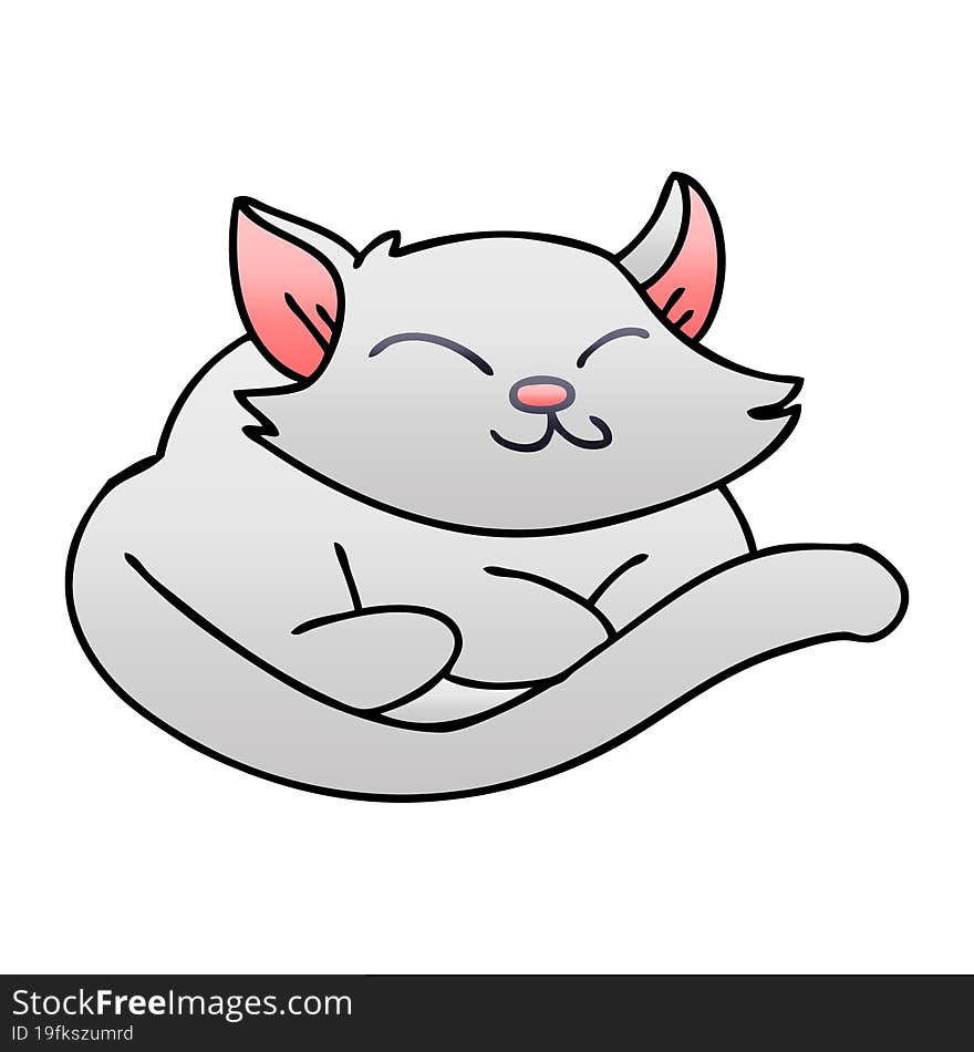 quirky gradient shaded cartoon cat