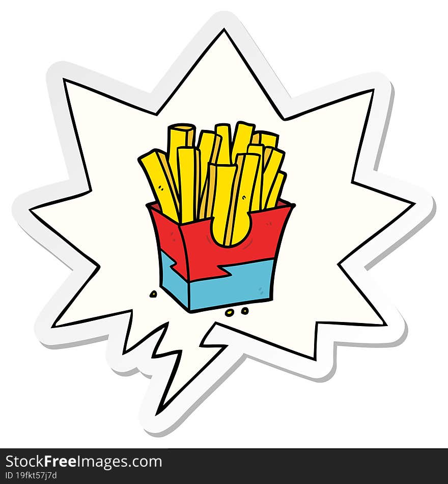 cartoon junk food fries and speech bubble sticker