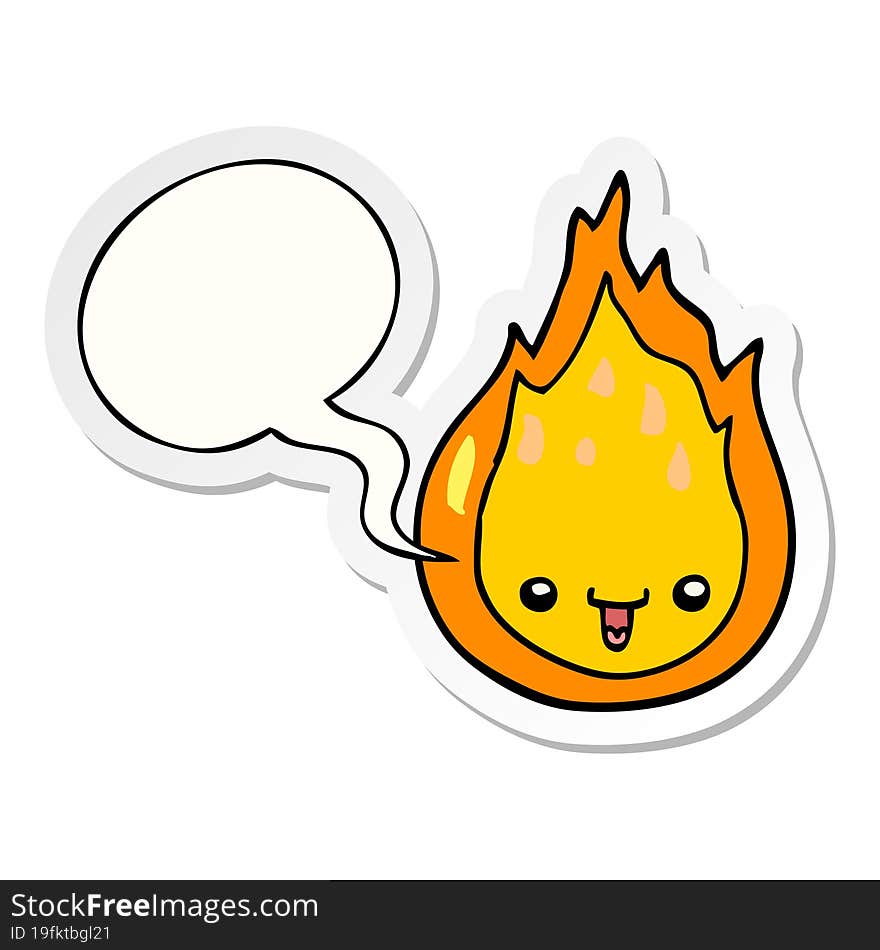 cartoon flame and speech bubble sticker