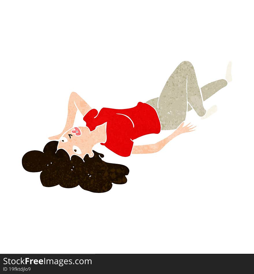 cartoon woman lying on floor