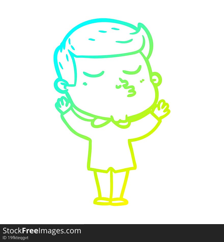 cold gradient line drawing cartoon model guy pouting